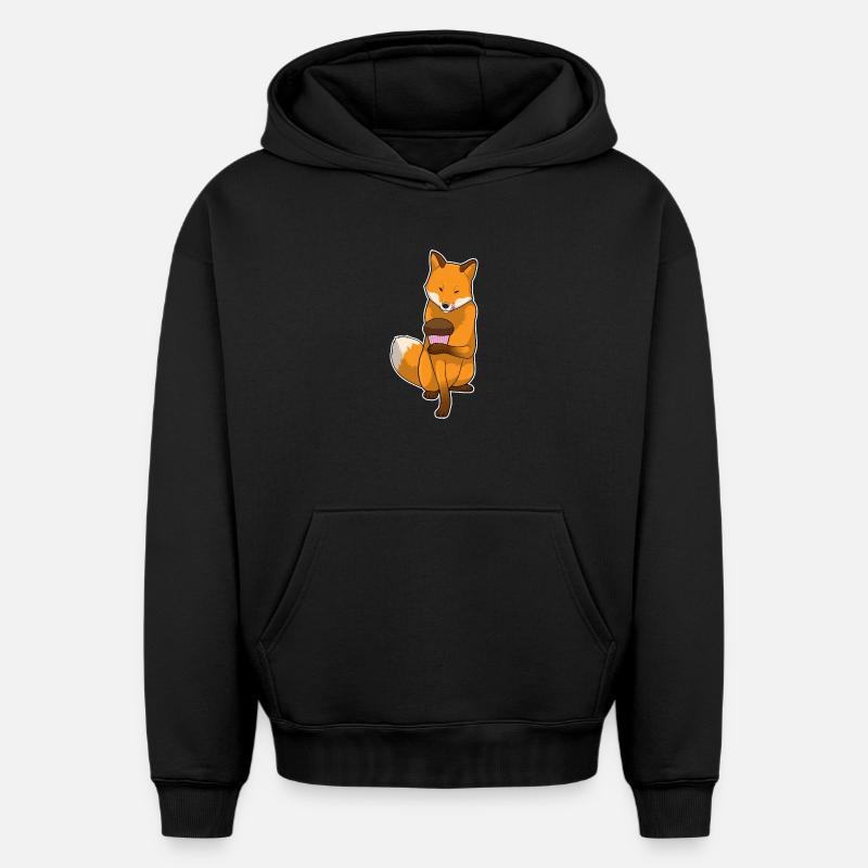 Muffin renard - Sweat à capuche unisexe oversize épais SPREAD - noir
