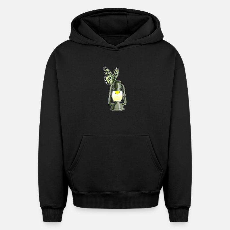Lanterne Papillon - Sweat à capuche unisexe oversize épais SPREAD - noir