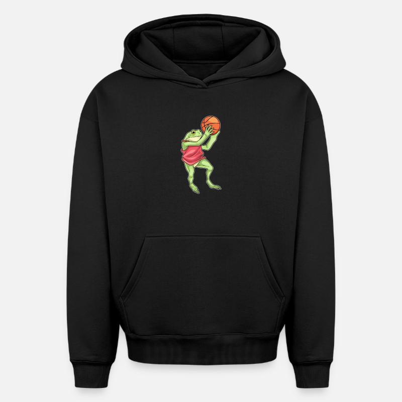 grenouille basketteur basketteur - Sweat à capuche unisexe oversize épais SPREAD - noir