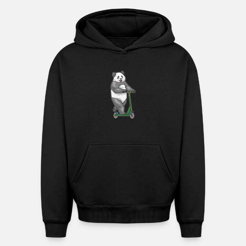 Trottinette Panda - Sweat à capuche unisexe oversize épais SPREAD - noir