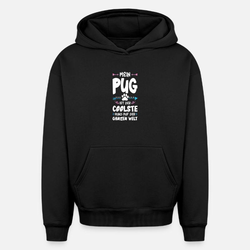 Dicton de chien carlin - Sweat à capuche unisexe oversize épais SPREAD - noir