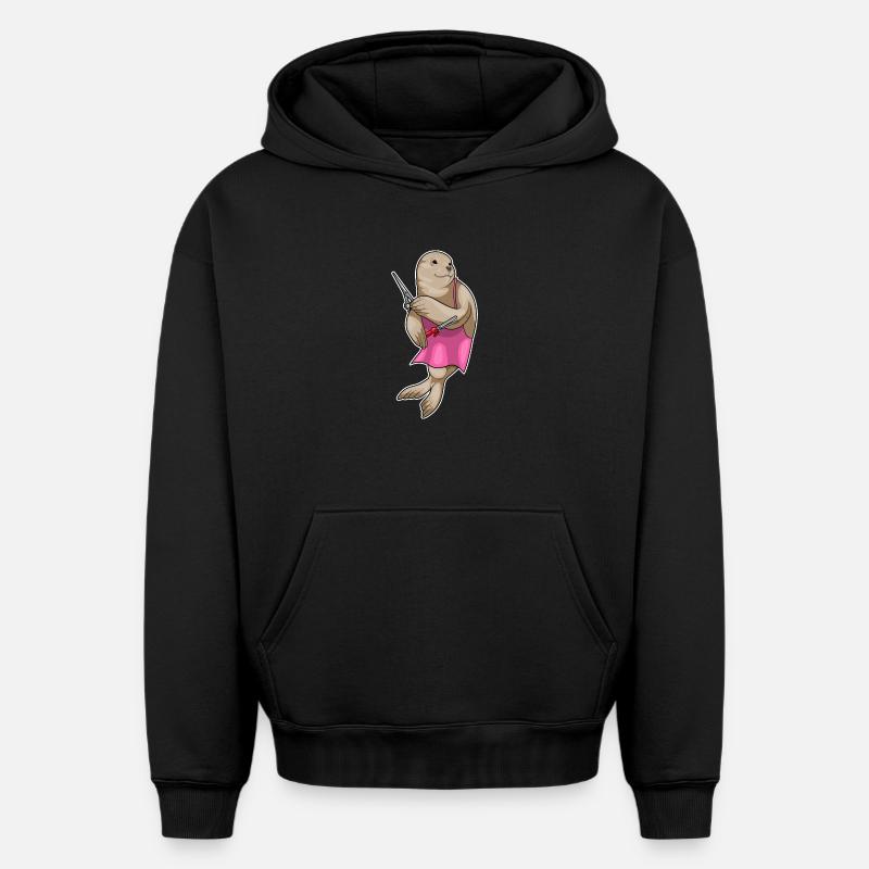 Sceaux-coiffeur Seal - Sweat à capuche unisexe oversize épais SPREAD - noir
