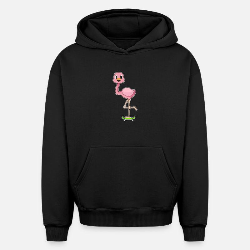 Flamingo Skater Skateboard - Sweat à capuche unisexe oversize épais SPREAD - noir