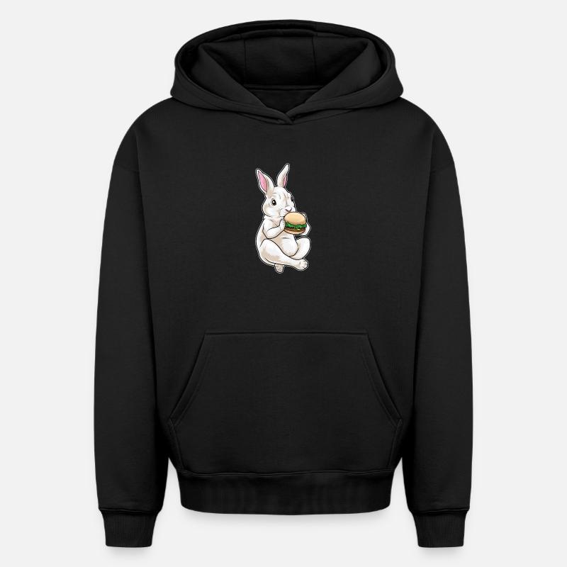 Hamburger lapin - Sweat à capuche unisexe oversize épais SPREAD - noir