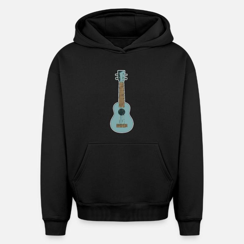 Ukulélé rétro - Sweat à capuche unisexe oversize épais SPREAD - noir