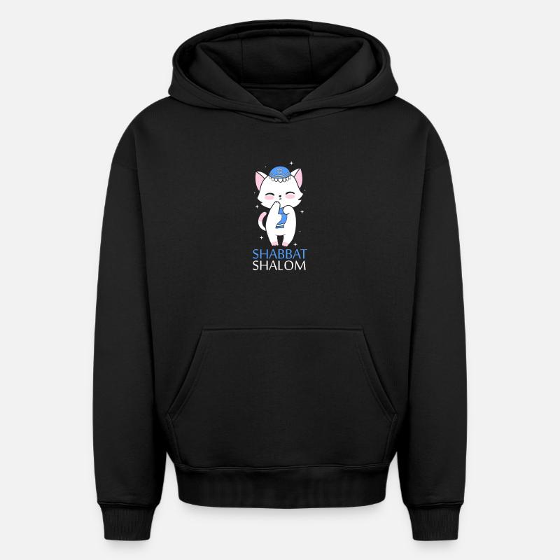 Hanoukka Hanoukka Hanoukka - Sweat à capuche unisexe oversize épais SPREAD - noir