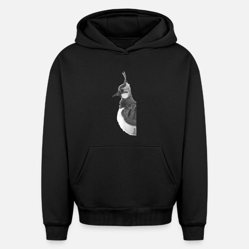 Portrait de vanneau huppé - Sweat à capuche unisexe oversize épais SPREAD - noir