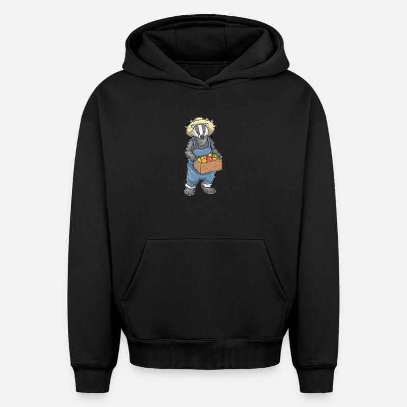 Badger Farmer Fruit - Sweat à capuche unisexe oversize épais SPREAD - noir