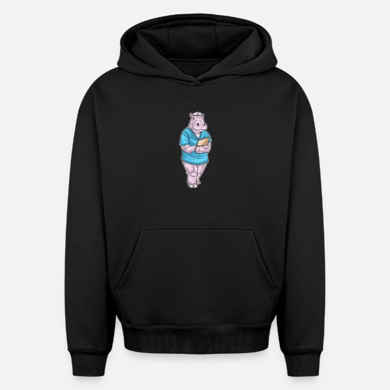 Infirmière hippopotame - Sweat à capuche unisexe oversize épais SPREAD - noir
