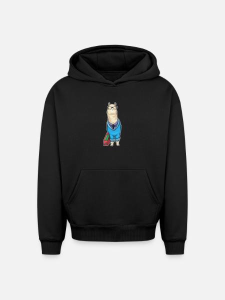 Alpaca Secretary Folder Office - Oversized Heavyweight Unisex Hoodie - black