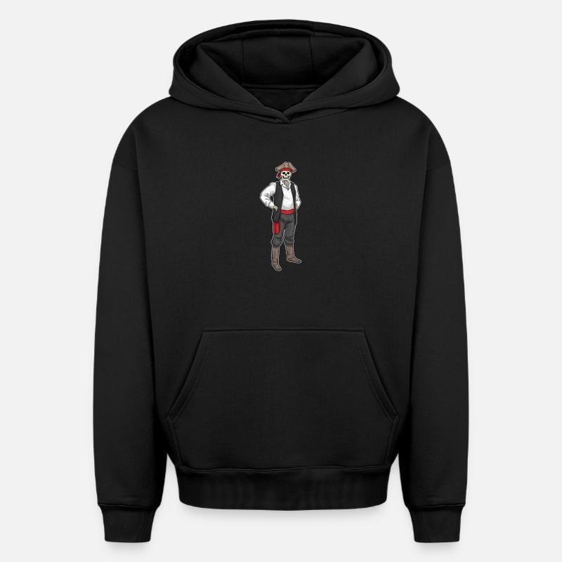 Squelette Halloween Pirate - Sweat à capuche unisexe oversize épais SPREAD - noir