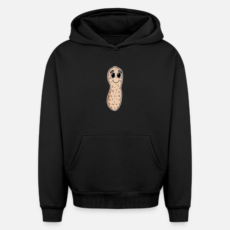 Arachide - Sweat à capuche unisexe oversize épais SPREAD - noir