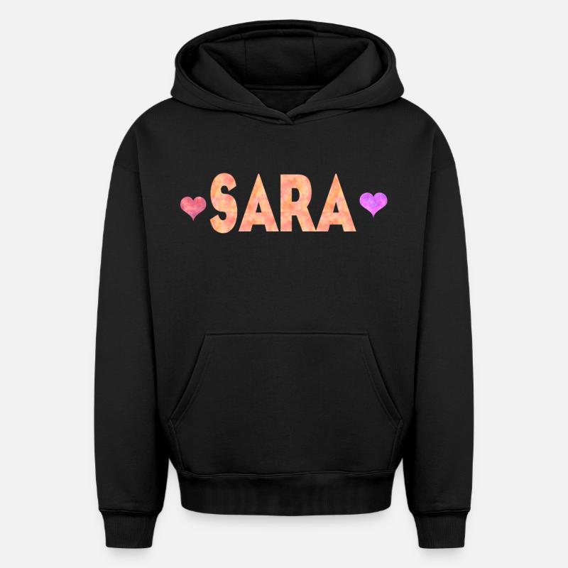 Sara - Sweat à capuche unisexe oversize épais SPREAD - noir