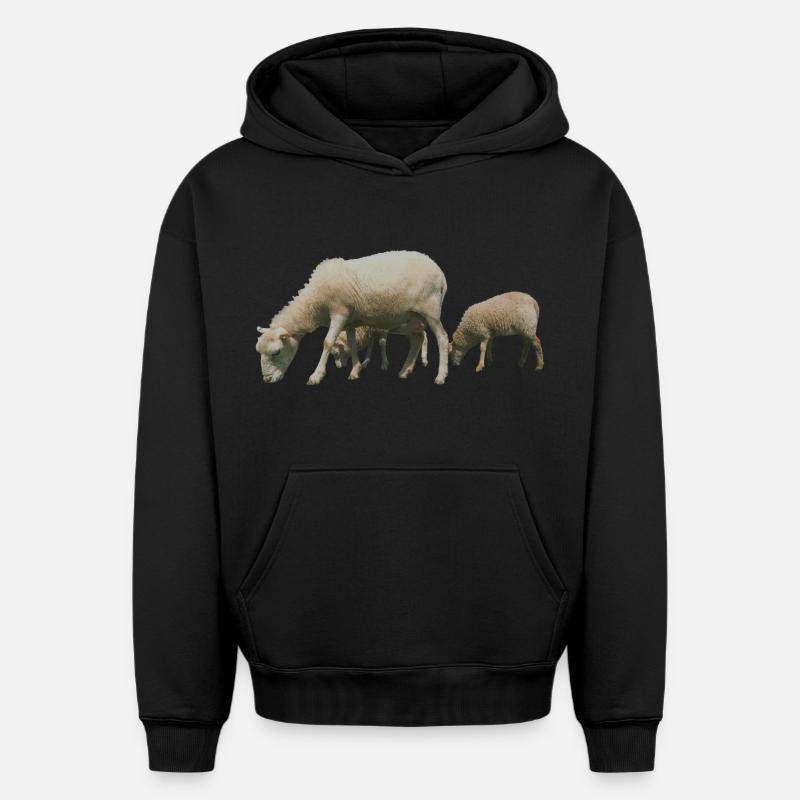 mouton - Sweat à capuche unisexe oversize épais SPREAD - noir
