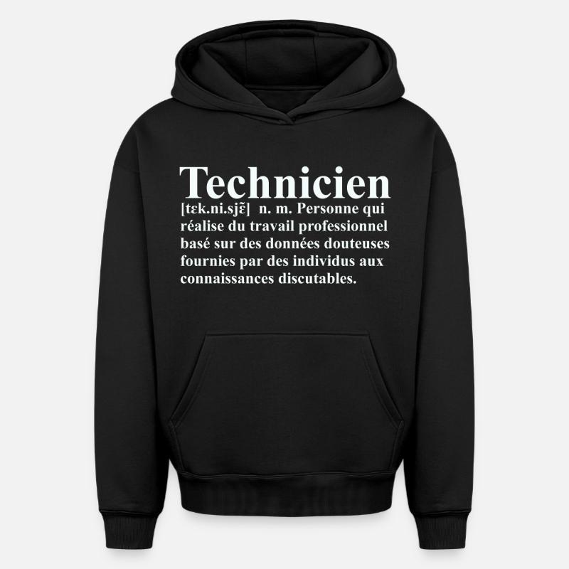 Technicien Définition - Sweat à capuche unisexe oversize épais SPREAD - noir