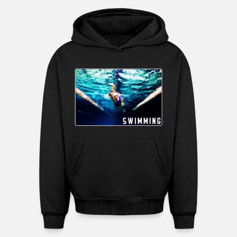 Natation - conception - Sweat à capuche unisexe oversize épais SPREAD - noir