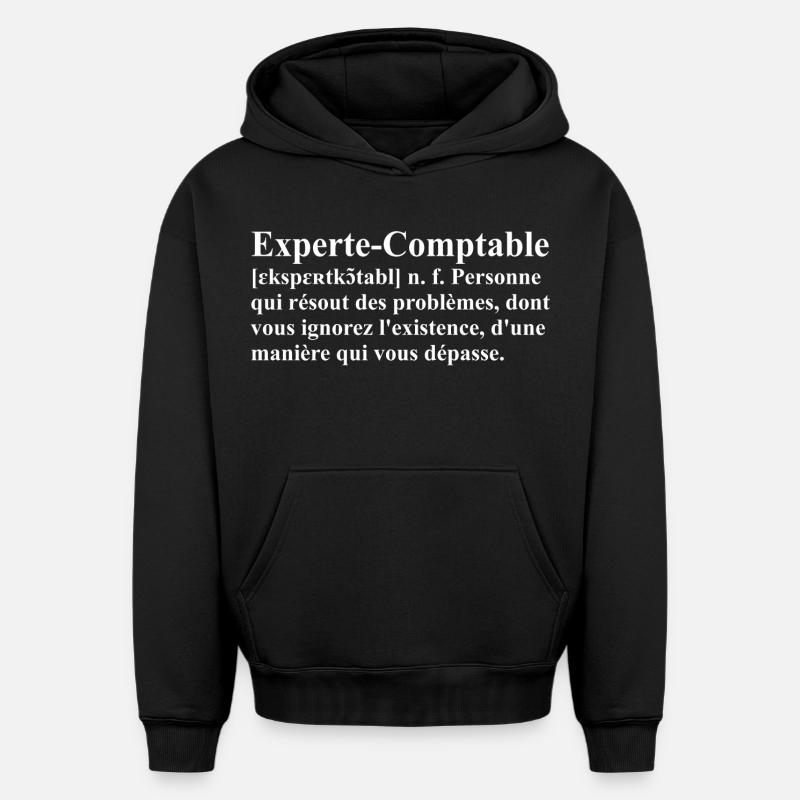 Experte-Comptable Définition - Sweat à capuche unisexe oversize épais SPREAD - noir