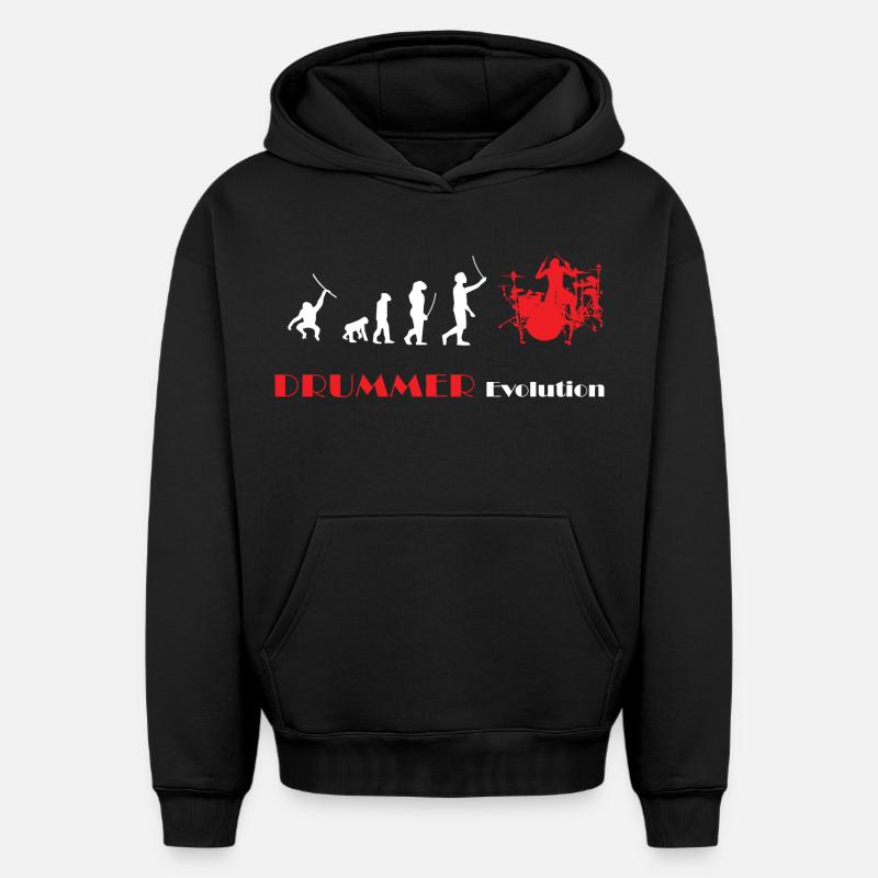DRUMMER Evolution rot - Sweat à capuche unisexe oversize épais SPREAD - noir