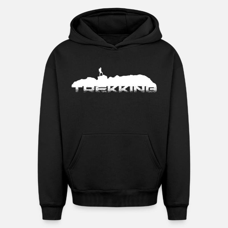 Trekking - Sweat à capuche unisexe oversize épais SPREAD - noir