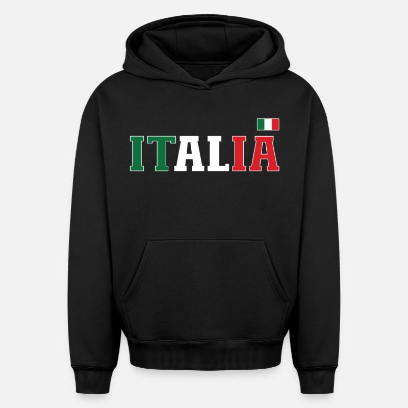 Italie Drapeau - Sweat à capuche unisexe oversize épais SPREAD - noir