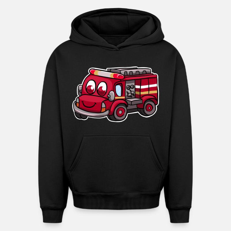 Camions de pompiers - Sweat à capuche unisexe oversize épais SPREAD - noir