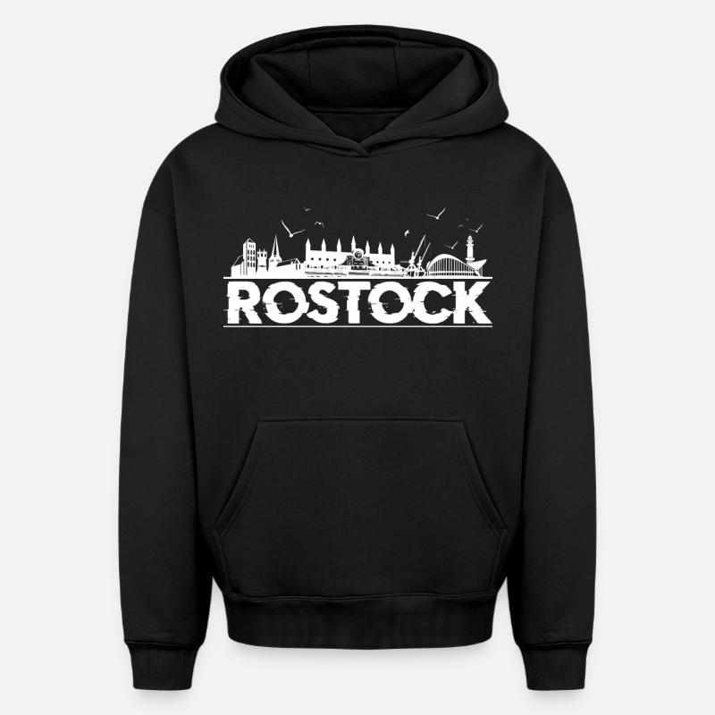 Rostock Silhouette - Sweat à capuche unisexe oversize épais SPREAD - noir