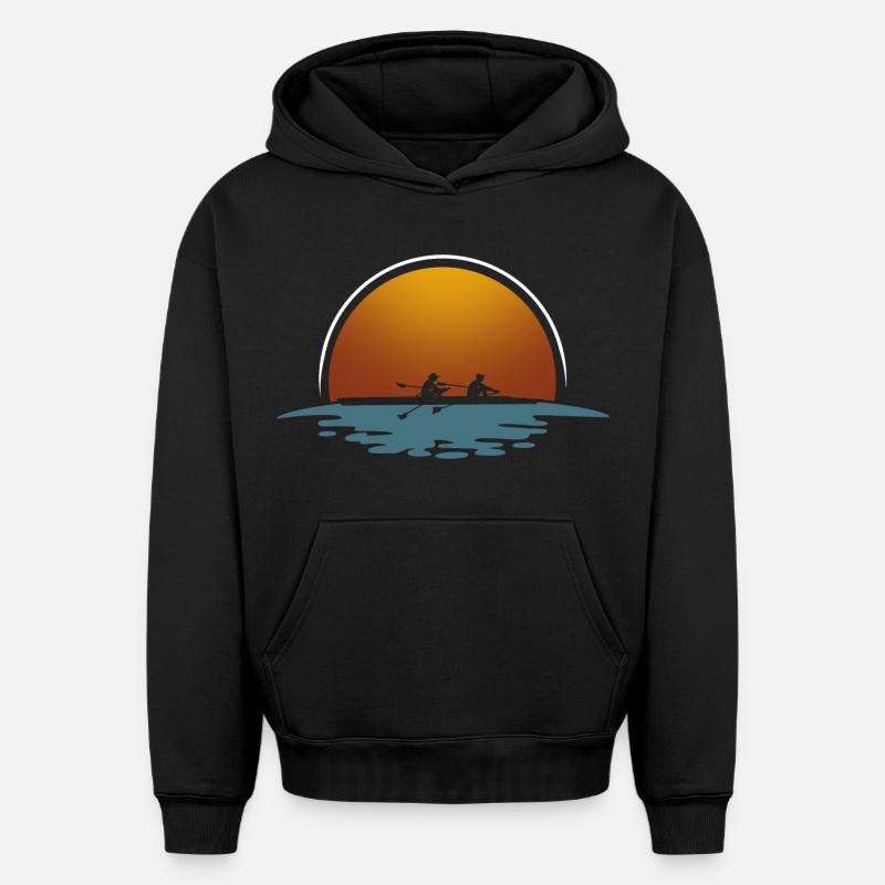 Rameur Rameur Bateau à rames - Sweat à capuche unisexe oversize épais SPREAD - noir