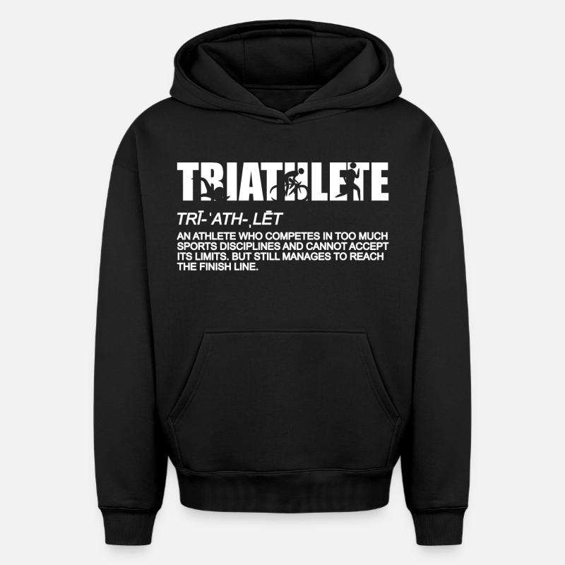 Importance du triathlon - Sweat à capuche unisexe oversize épais SPREAD - noir