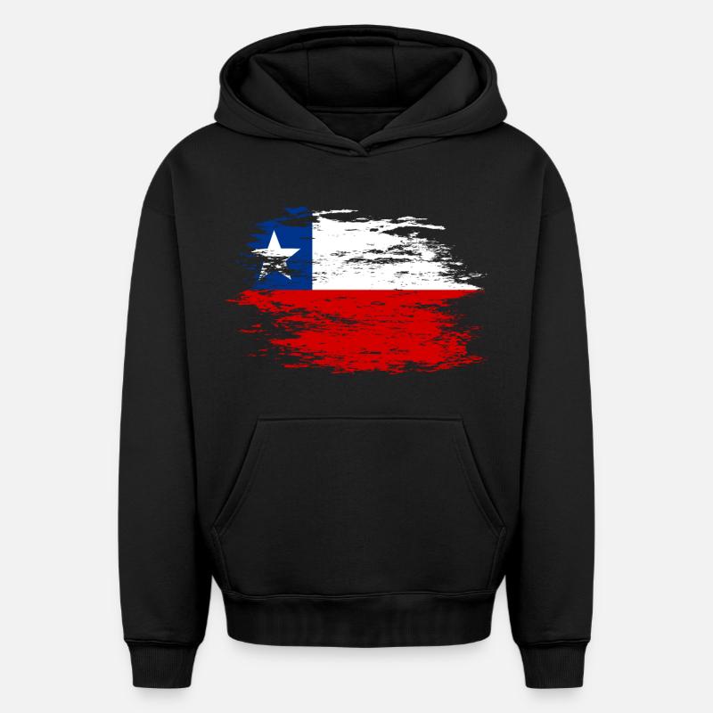 Drapeau chilien utilisé - Sweat à capuche unisexe oversize épais SPREAD - noir