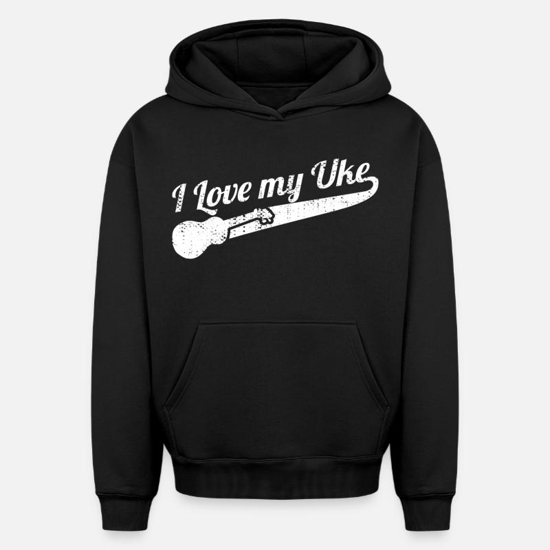 J’aime mon Uke - Sweat à capuche unisexe oversize épais SPREAD - noir