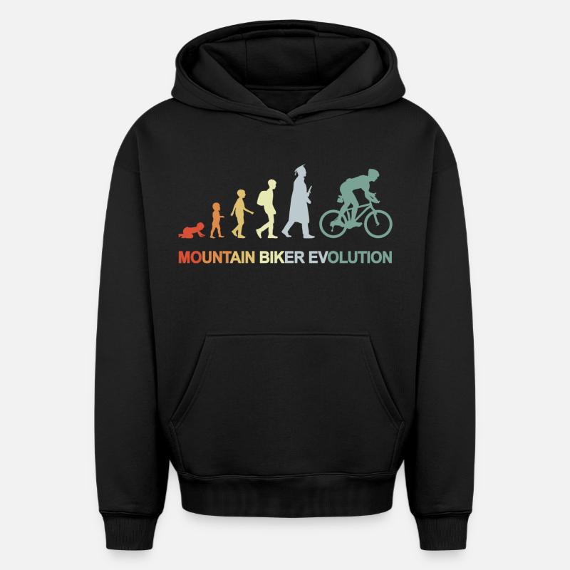 Mountainbiker Evolution - Oversized Heavyweight Unisex Hoodie - Schwarz