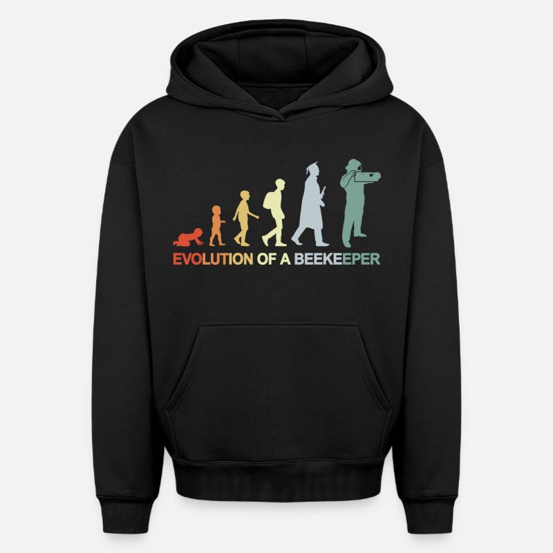 Évolution de l’apiculteur - Sweat à capuche unisexe oversize épais SPREAD - noir