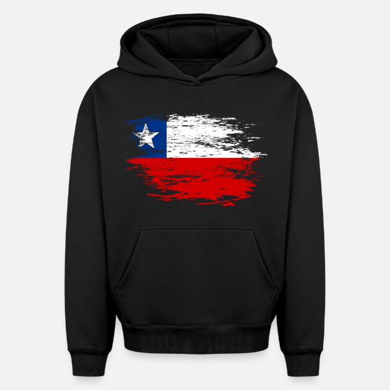 Drapeau chilien utilisé - Sweat à capuche unisexe oversize épais SPREAD - noir
