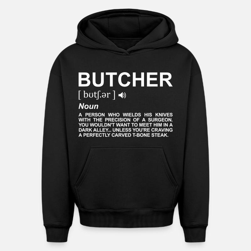 Définition de boucher - Sweat à capuche unisexe oversize épais SPREAD - noir