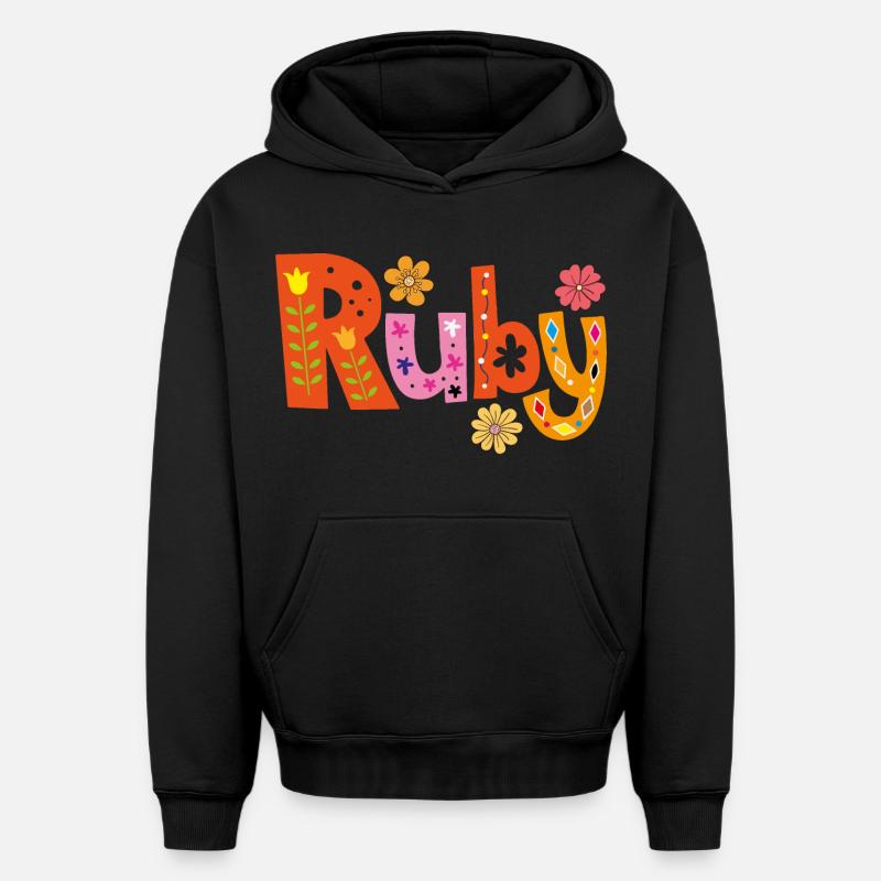 Personalisierter Ruby-Name - Oversized Heavyweight Unisex Hoodie - Schwarz