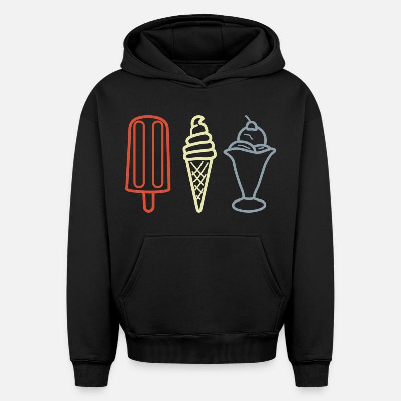 Coupes glacées - Sweat à capuche unisexe oversize épais SPREAD - noir