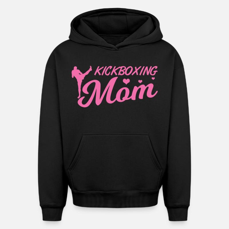 Maman kickboxeuse - Sweat à capuche unisexe oversize épais SPREAD - noir