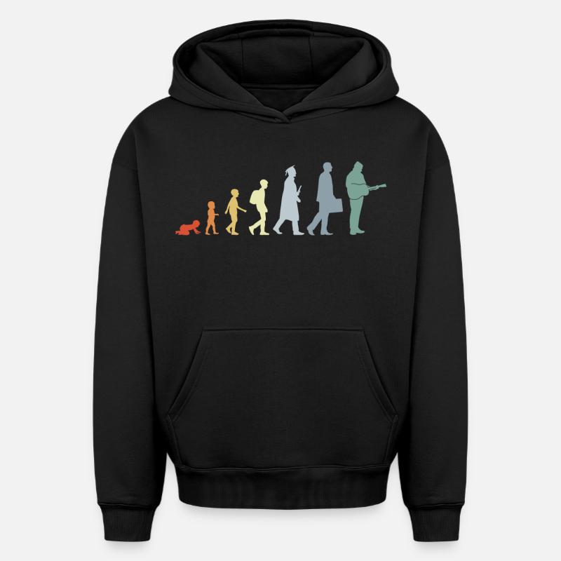 Gitarrist Evolution - Oversized Heavyweight Unisex Hoodie - Schwarz