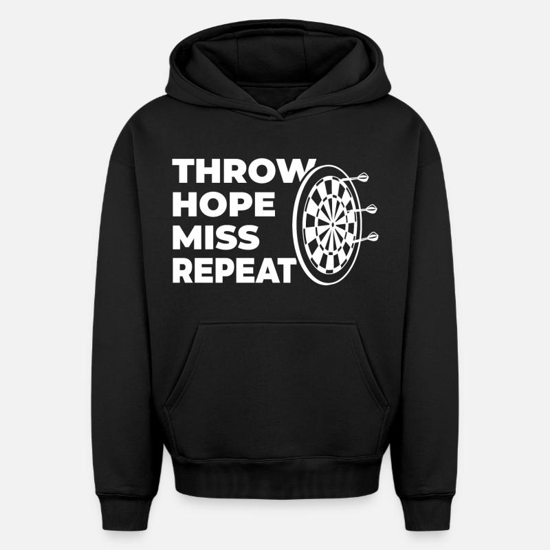 lancer, espérer, manquer, répéter - Sweat à capuche unisexe oversize épais SPREAD - noir
