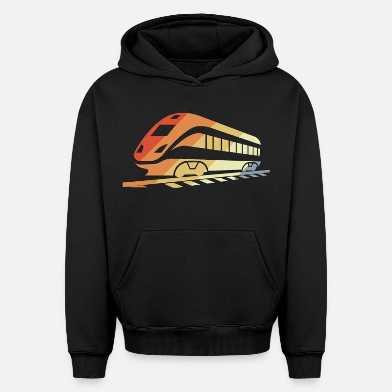 Style rétro ferroviaire - Sweat à capuche unisexe oversize épais SPREAD - noir