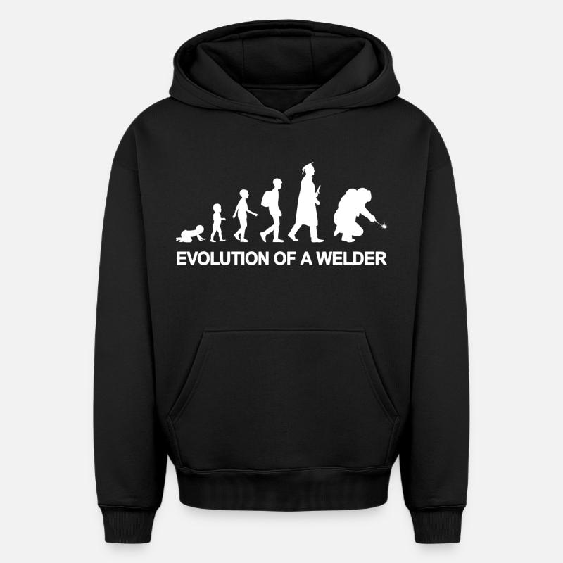 Évolution d’un soudeur - Sweat à capuche unisexe oversize épais SPREAD - noir