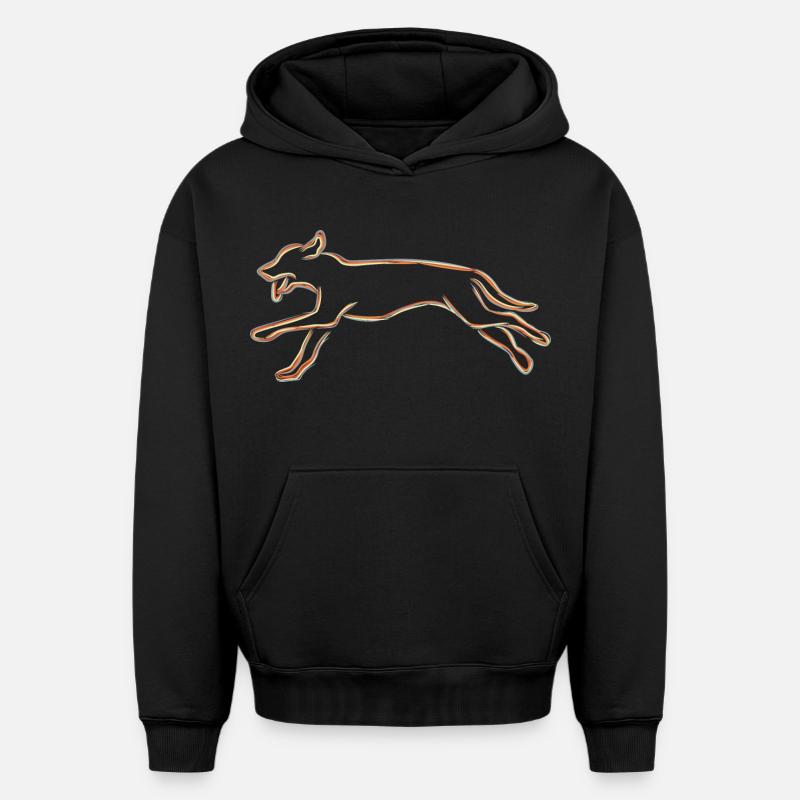 Dessin de chien - Sweat à capuche unisexe oversize épais SPREAD - noir