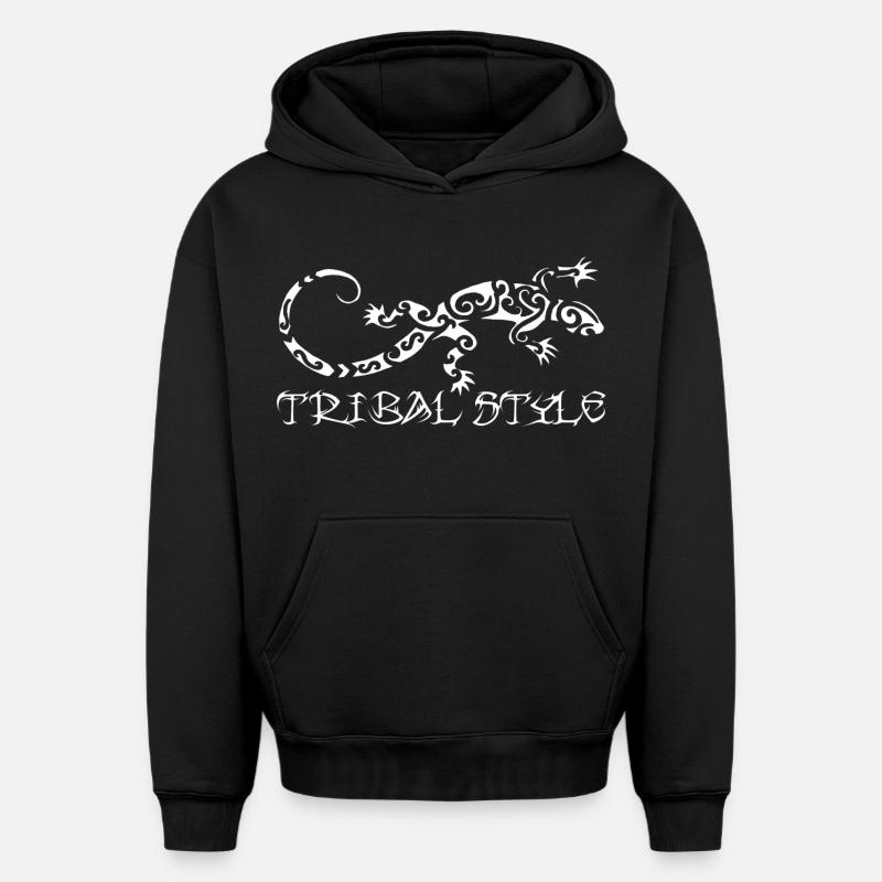 Lézard blanc de Polynésie - Sweat à capuche unisexe oversize épais SPREAD - noir
