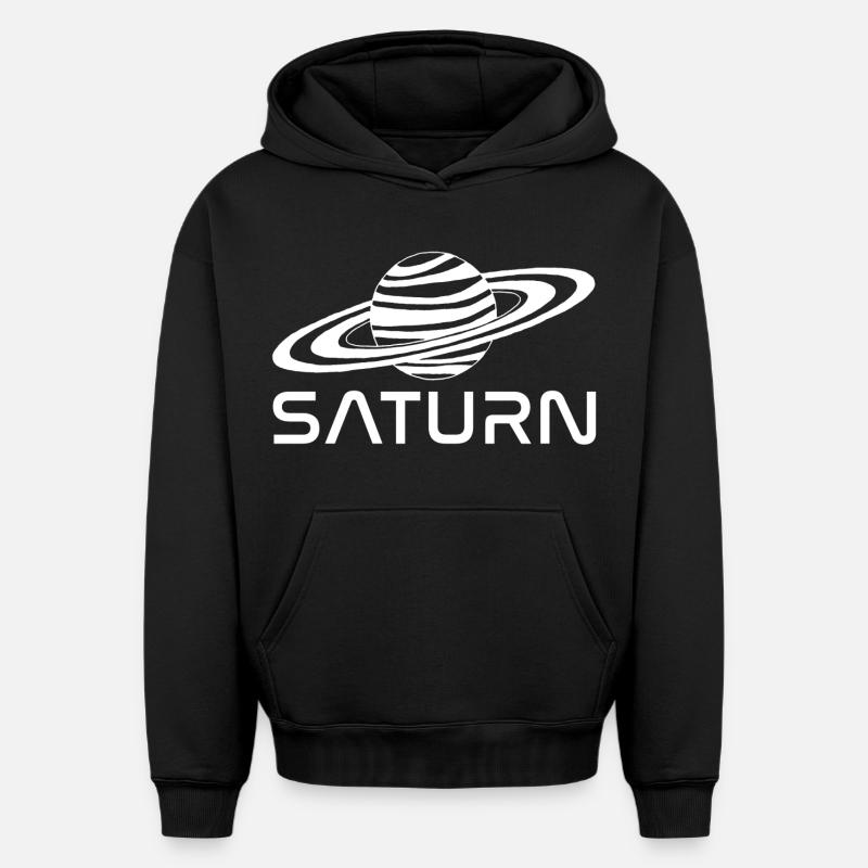 Planète saturne blanche - Sweat à capuche unisexe oversize épais SPREAD - noir