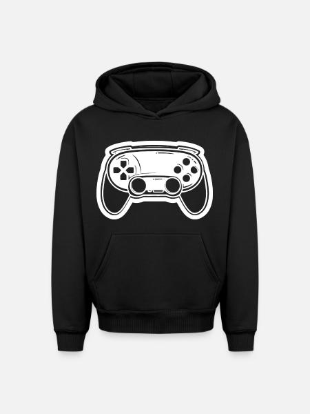 Video Game Controller Drawing - Oversized Heavyweight Unisex Hoodie - black