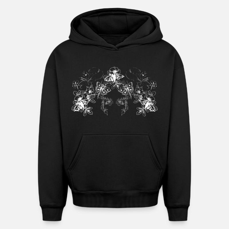 PAPILLONS - Sweat à capuche unisexe oversize épais SPREAD - noir