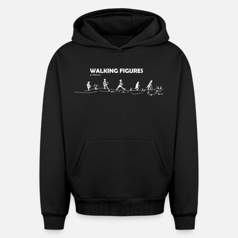 Figures de marche blanc - Sweat à capuche unisexe oversize épais SPREAD - noir