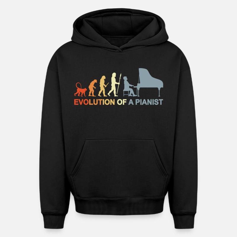 Évolution du piano - Sweat à capuche unisexe oversize épais SPREAD - noir