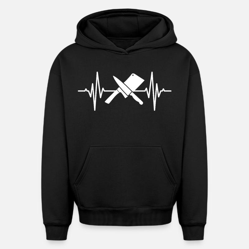 Fréquence du pouls du couperet - Sweat à capuche unisexe oversize épais SPREAD - noir