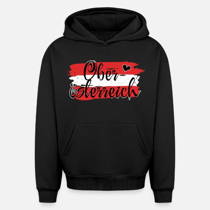 Drapeau Autriche Haute-Autriche - Sweat à capuche unisexe oversize épais SPREAD - noir